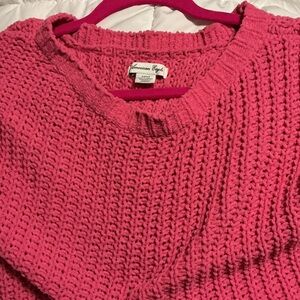 American Eagle Outfitters Vibrant Pink Crew Neck Sweater